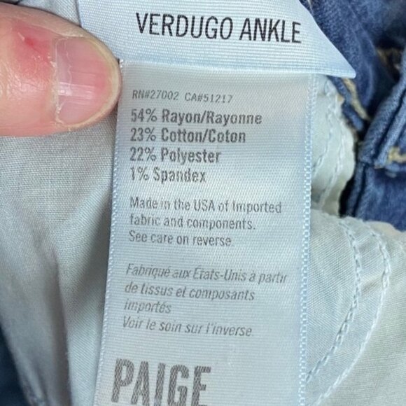 Paige Lexi Hoxton Crop Destructed Folded Raw Hem Denim Jeans Size 24 Mid Rise - Picture 7 of 10